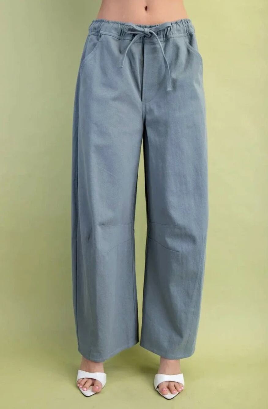 GiGiO USA Size Small Utility Wide Leg Pants Blue Cotton Cargo Barrel